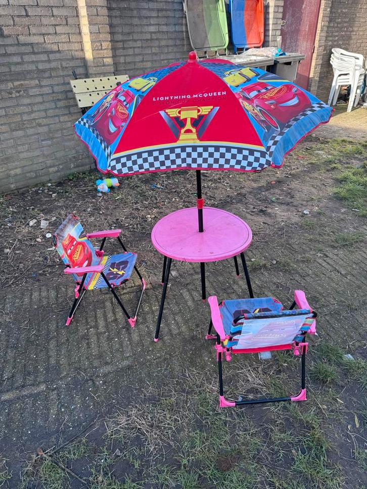 Kinder picknicktafel met parasol Cars, Kinderen en Baby's, Speelgoed | Buiten | Speeltoestellen, Gebruikt, Overige typen, Aanbouwonderdeel