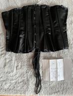 gothic borstkorset zwart satijn met balijnen en rijgveters, Overige typen, Zwart, Maat 46/48 (XL) of groter, Ophalen of Verzenden