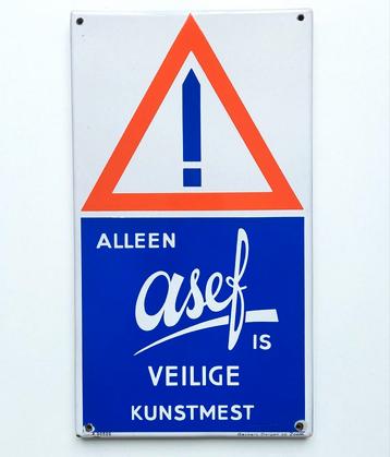 Oud Emaille Bord Reclamebord ASEF Kunstmest. Fabr. BECKERS beschikbaar voor biedingen