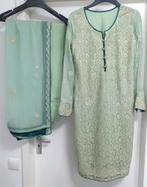 Maat S groen pistache chiffon feest pak 3 delige indiase pak, Kleding | Dames, Overige typen, Nieuw, Ophalen of Verzenden, Maat 36 (S)
