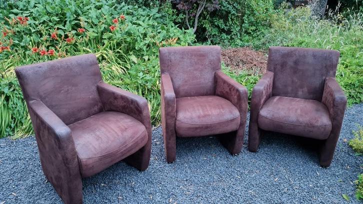 Fauteuil, kuipstoel, Zetel, Clubfauteuil, Leunstoel, relax, Huis en Inrichting, Stoelen, Gebruikt, Drie, Leer, Stof, Bruin, Ophalen of Verzenden
