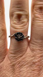 Z484 Prachtige zilveren ring blauwe saffier (verstelbaar), Sieraden, Tassen en Uiterlijk, Antieke sieraden, Ophalen of Verzenden
