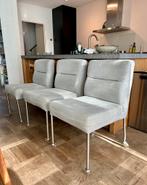 3 eetkamerstoelen (grijs, wieltjes), Huis en Inrichting, Stoelen, Ophalen, Zo goed als nieuw, Grijs, Drie