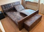 Boxspring electrisch verstelbaar tweepersoons bed, Ophalen, Bruin, Tweepersoons, 180 cm