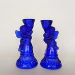 Stel Kandelaars Engeltjes Persglas, Ophalen of Verzenden, Glas