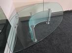 Design. Ovale Salontafel Glas/RVS, Huis en Inrichting, Tafels | Salontafels, Ophalen, 50 tot 100 cm, Glas, Minder dan 50 cm