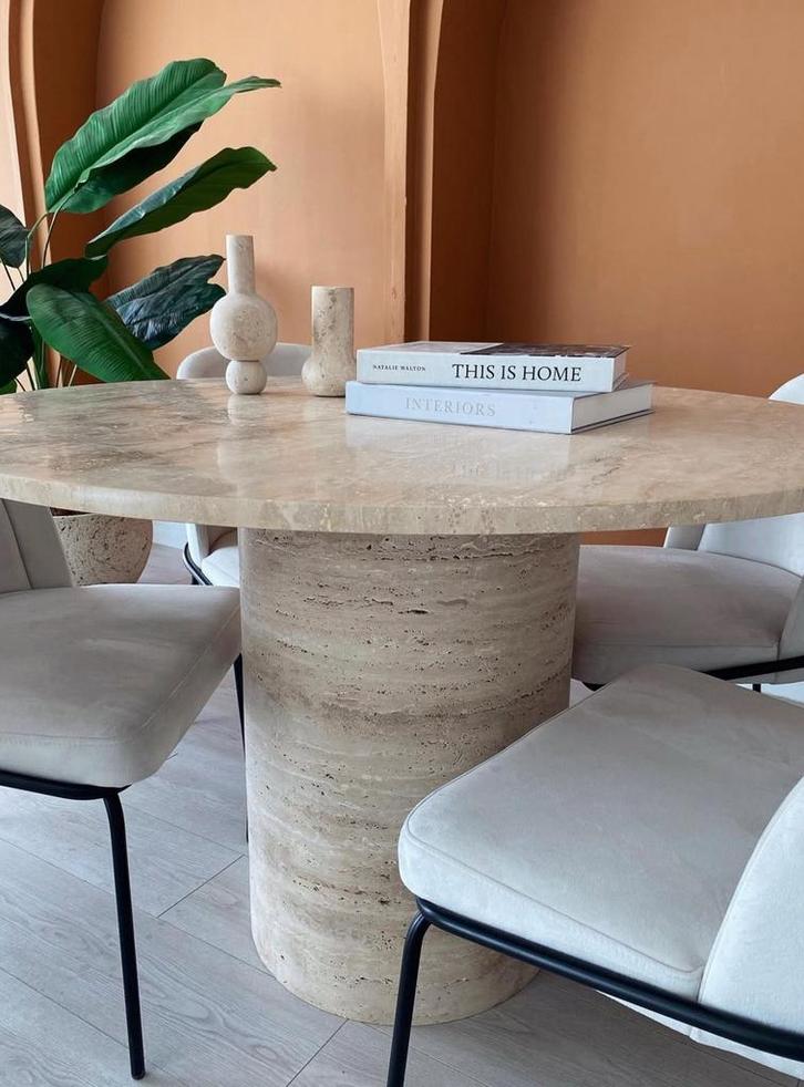 NIEUW: Exclusieve Travertine Eettafel €3.250, Huis en Inrichting, Tafels | Eettafels, Zo goed als nieuw, Rechthoekig, Ophalen