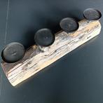 Kandelaar hout met 4 kaarsenhouders, Gebruikt, Zwart, Ophalen of Verzenden, Hout