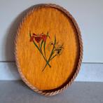 Houten dienblad met bloemschildering, Ophalen of Verzenden, Gebruikt, Rechthoekig, Hout