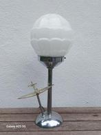 Prachtige Art Deco bureaulamp chroom messing opaline, Ophalen of Verzenden
