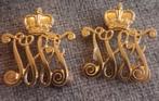 2 metalen schouderemblemen johan Willem friso, Ophalen, Landmacht, Nederland, Embleem of Badge
