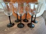 6 vintage Luminarc Octime rode wijnglazen met zwarte voet, Ophalen of Verzenden