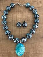Blauw spider agaat ketting, Blauw, Nieuw, Ophalen of Verzenden, Steen of Mineraal