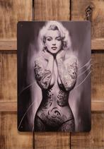 Marilyn Monroe tattoos zwart wit reclamebord van metaal deco, Info@deconoord.nl, Deco Noord, Nieuw, Ophalen of Verzenden