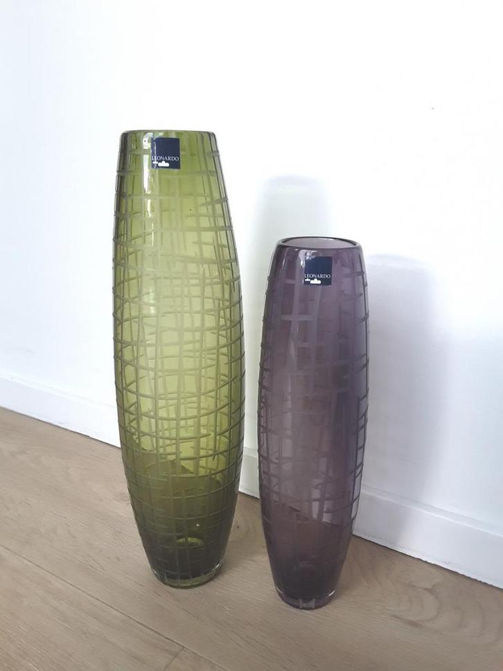 Glazen vazen Leonardo, prijs vanaf !!!, Huis en Inrichting, Woonaccessoires | Vazen, Zo goed als nieuw, Groen, Minder dan 50 cm