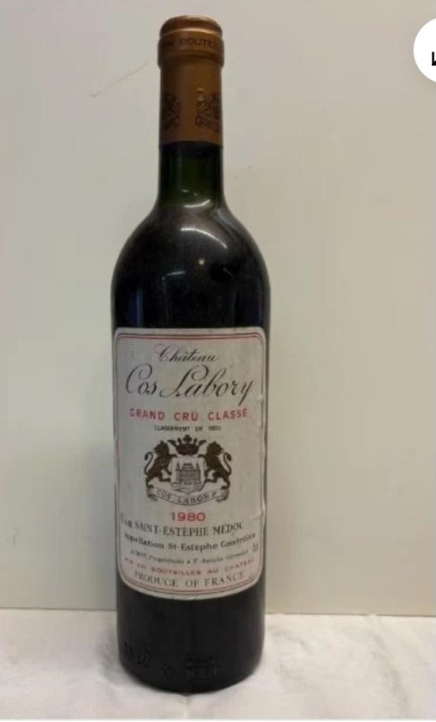 wijn 1980 Chateau Cos Labory Grand Cru Classe 45 Jaar, Verzamelen, Wijnen, Nieuw, Rode wijn, Frankrijk, Vol, Ophalen of Verzenden