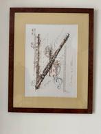 Fluit Schets in Lijst, Antiek en Kunst, Ophalen of Verzenden