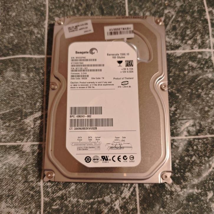 Seagate Baracuda 160GB (iets dunner), Computers en Software, Harde schijven, Gebruikt, Desktop, Intern, HDD, SATA, Ophalen of Verzenden