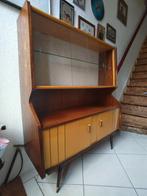 Mid century modern kast met glazen schuifdeuren, Ophalen, 100 tot 150 cm, Mid century modern, 100 tot 150 cm