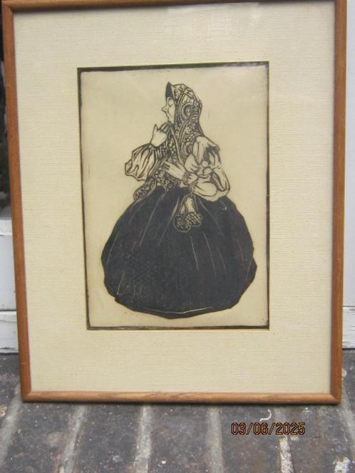 Mooie Houtsnede Buitenlandse dame Informatie gevraagd, Antiek en Kunst, Kunst | Niet-Westerse kunst, Ophalen of Verzenden