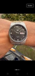 Heren horloge seiko 5 black,automatish, roestvrijstaal, Sieraden, Tassen en Uiterlijk, Horloges | Heren, Staal, Ophalen of Verzenden