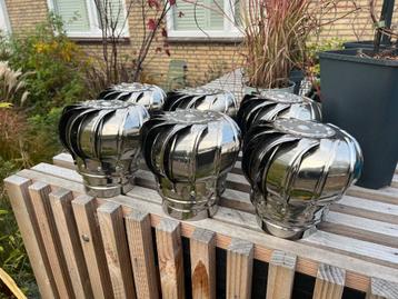 6 windaangedreven dakventilatoren rvs. beschikbaar voor biedingen