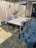 Le Sud tuintafel met 4 stoelen, Tuin en Terras, Ophalen, 4 zitplaatsen, Eettafel, Zo goed als nieuw