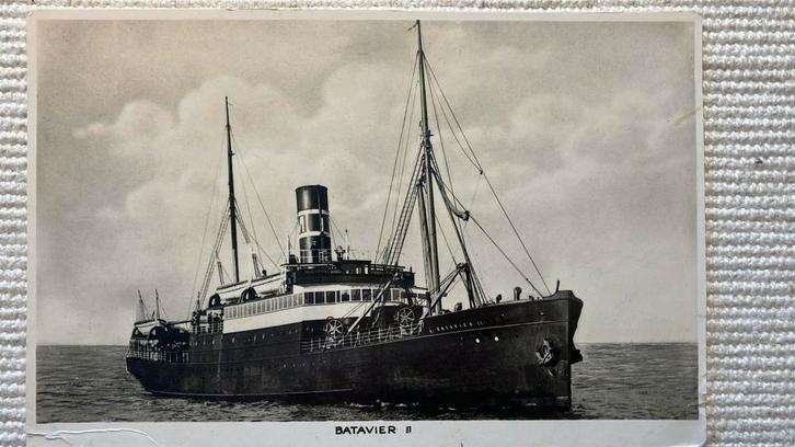 kaart rederij Müller  Batavier II 1921-1959, Verzamelen, Scheepvaart, Zo goed als nieuw, Kaart, Foto of Prent, Ophalen of Verzenden