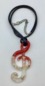 Vintage ketting Murano glas goud poeder muziek sleutel groot, Verzenden, Goud, Hanger