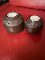 Afrikaanse waxinelichtjes houders, Gebruikt, Bruin, Ophalen of Verzenden, Hout
