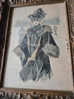 Antieke prent in vergulde lijst 2x 40x30, Ophalen of Verzenden