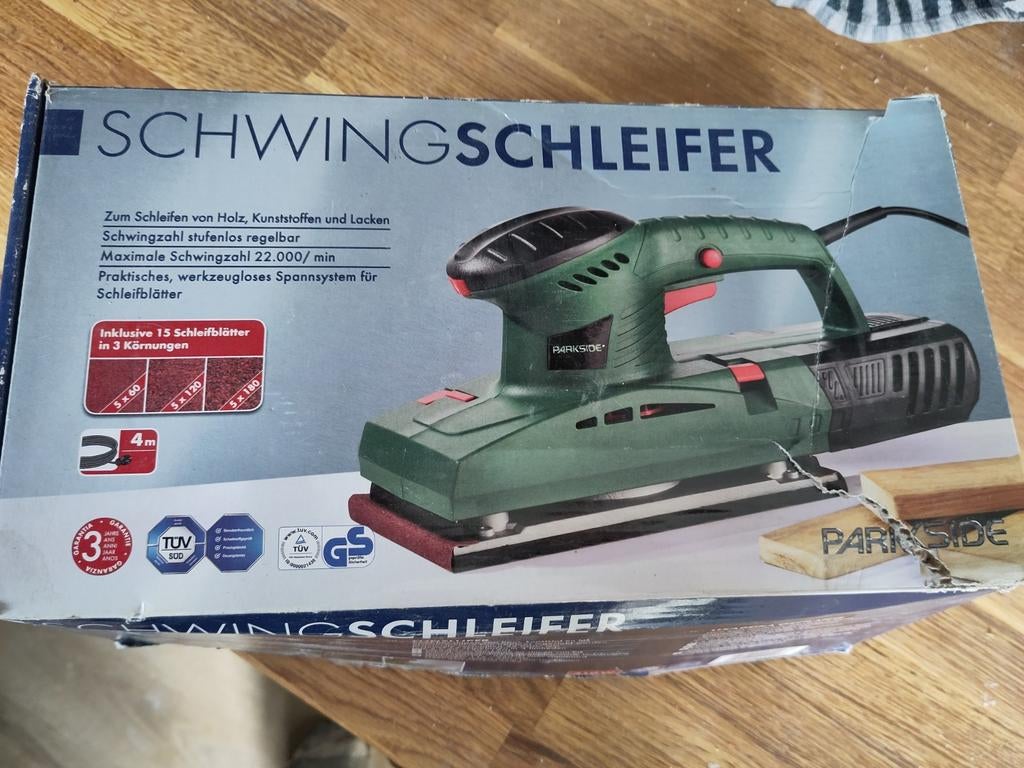 Parkside Schuurmachine, Doe-het-zelf en Verbouw, Gereedschap | Schuurmachines, Ophalen, Gebruikt, Minder dan 600 watt, Vlakschuurmachine