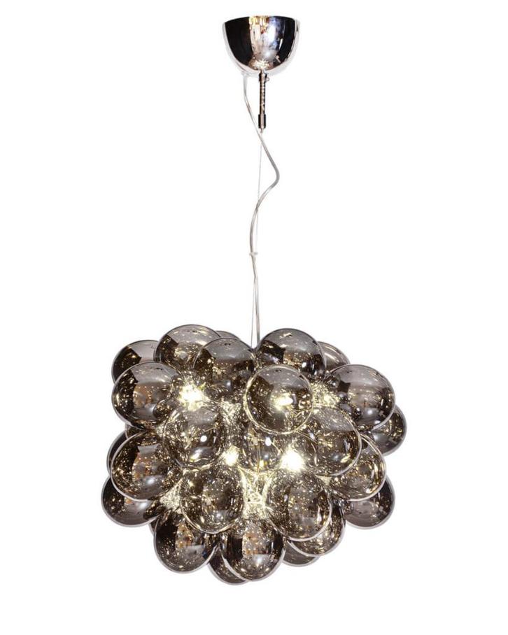 By Rydens Gross Hanglamp Grijs, 8-lichts OP=OP LAATSTE 2, Huis en Inrichting, Lampen | Hanglampen, Nieuw, 50 tot 75 cm, Glas, Hout