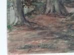 Aquarel boszicht, bomen gesigneerd door Eugène Rensburg 1893, Verzenden