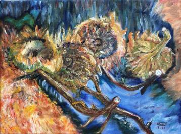 4 uitgebloeide zonnebloemen naar Vincent van Gogh beschikbaar voor biedingen