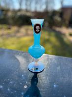 Toscane Empoli opaline vaas turquoise cameo, Antiek en Kunst, Antiek | Glas en Kristal, Ophalen of Verzenden