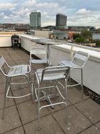 4 hoge stoelen en statafel, Tuin en Terras, Tuinstoelen, Ophalen, Gebruikt, Metaal