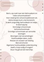 Schoonmaakster aangeboden, Vanaf 10 jaar, Overige vormen