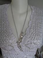 zilveren ketting met breipen doppen [602], Sieraden, Tassen en Uiterlijk, Antieke sieraden, Verzenden, Zilver, Ketting