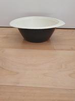 Oude emaille schaal,3-hoekig model,zwart,creme,dekschaal,'50, Ophalen of Verzenden