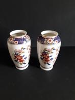 Vintage Japanse vazen Zomer bloemen op wit porselein, Ophalen of Verzenden