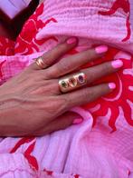 Vintage gouden ring 3 stone 14 karaats, Verzenden, Dame, Goud, Kleiner dan 17