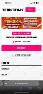 Tiktak kingsnight Rotterdam kaart, Tickets en Kaartjes, Evenementen en Festivals, Eén persoon