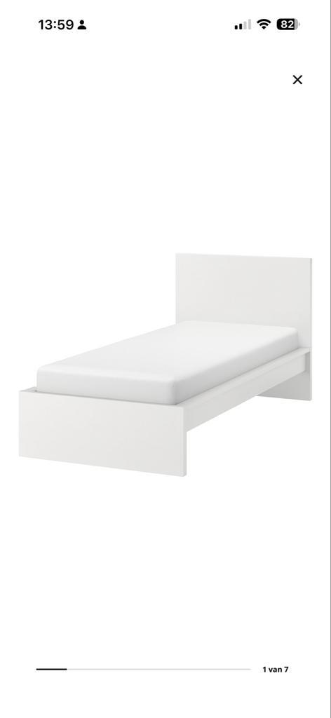 Ikea Malm eenpersoonsbed, Huis en Inrichting, Slaapkamer | Bedden, Zo goed als nieuw, Eenpersoons, 90 cm, 200 cm, Hout, Wit, Ophalen