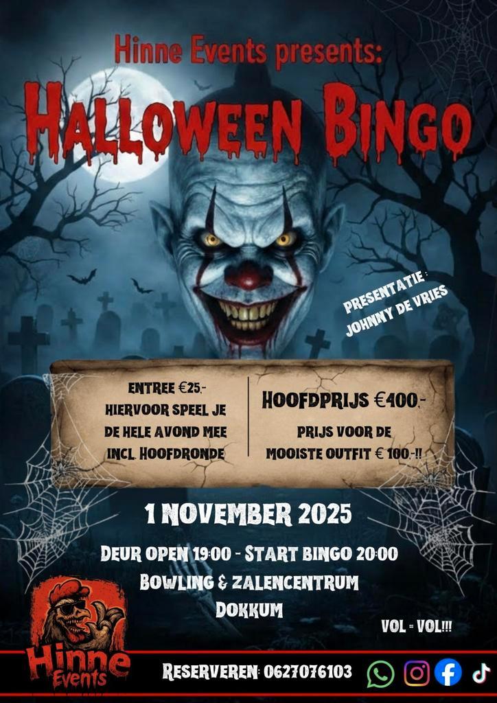 Halloween bingo Dokkum, Tickets en Kaartjes, Evenementen en Festivals, Drie personen of meer