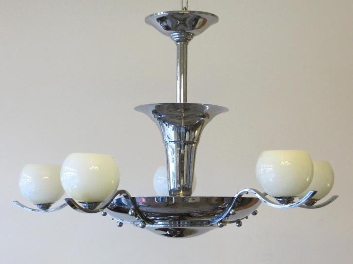 Art Deco lamp jaren 30 chroom nikkel messing glas staand, Antiek en Kunst, Antiek | Lampen, Ophalen