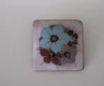 Vintage broche met (emaille) bloemen, Ophalen of Verzenden