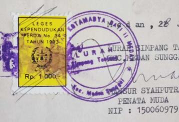 Indonesie 1995 Document met mooi Legeszegel Gemeente Medan