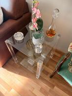 Glazen bijzettafeltje, Huis en Inrichting, Tafels | Bijzettafels, Vierkant, 55 tot 75 cm, Ophalen, 45 tot 60 cm