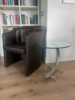 Rolf Benz design fauteuil + design bijzettafel., Huis en Inrichting, Ophalen, Zo goed als nieuw, Leer, Rolf Benz, leder, design, RB390, bijzettafel glas.